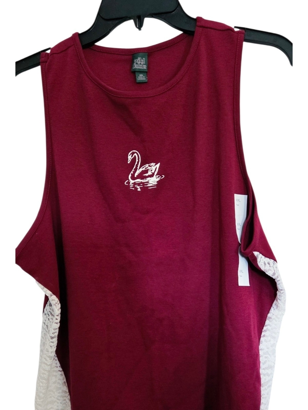 wild fable Burgundy Swan Graphic Muscle Tank